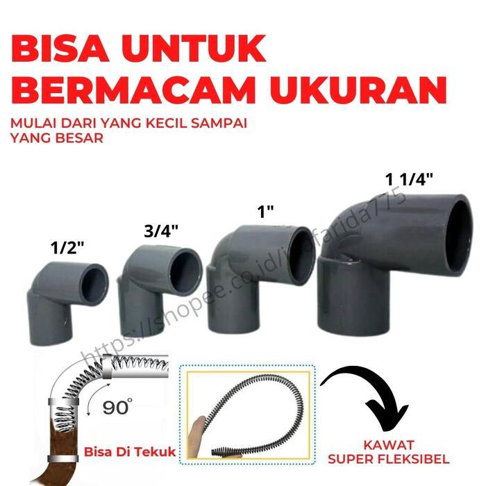 Pipe Cleaner Kawat Pembersih Saluran Pipa Mampet Dilengkap Adaptor Bor