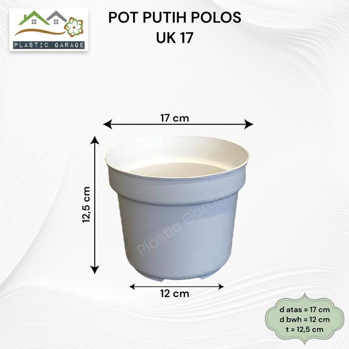 Pot 17 cm Putih Polos - Pot Bunga Plastik 17 cm White Classic Grosir Murah