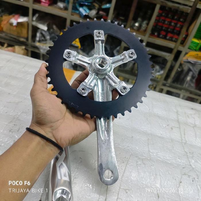Crank Single Speed 44T EXODUS BCD 110 5 Baut Arm 170mm Fixie MTB Federal Lipat BB Kotak Alloy Arm