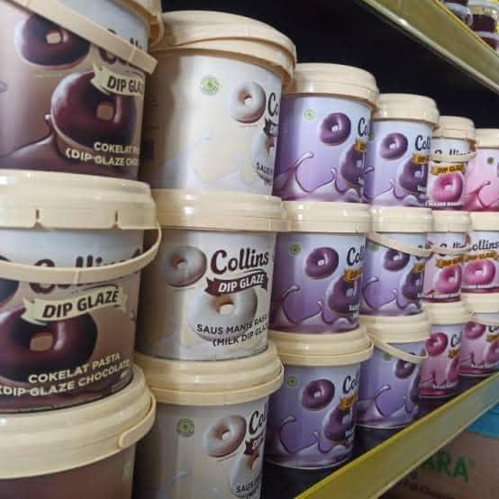 COLLINS DIP GLAZE RASA STRAWBERRY KEMASAN 1 KG PER PAIL SAUS MANIS SELAI STOBERI SPREAD BUAH KEMASAN