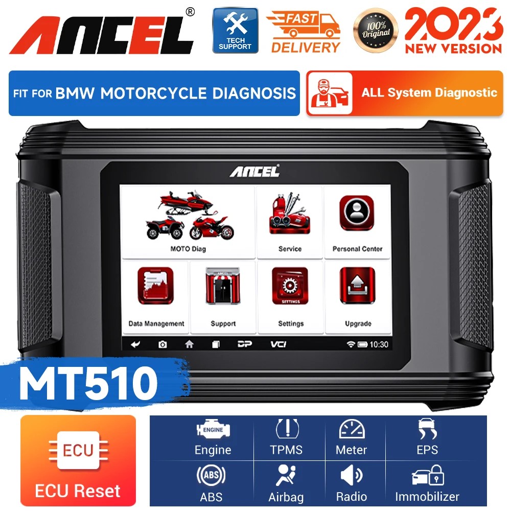 ANCEL MT510 Motorcycle Scanner All System OBD2 Diagnostic Tool for 8MW /DUCATI/Harley Support 30+Fun