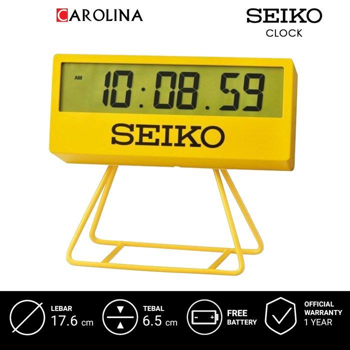Jam Beker SEIKO Digital QHL083Y Sports Timer Digital Yellow Case Green Yellow Color LED Table Alarm
