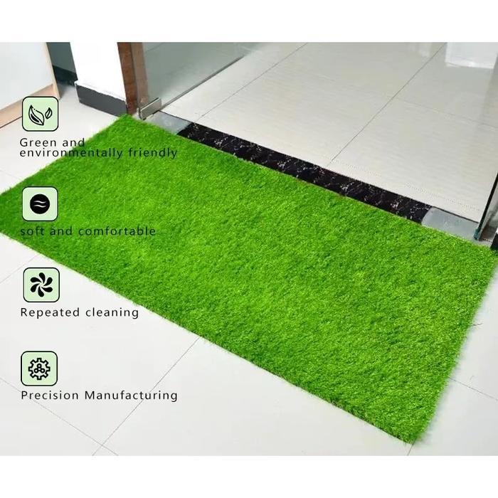 Karpet Rumput Karpet Luar Ruangan Hijau Keset Pintu Rumput Karpet Buatan 100cmX50cm rumput sintetis