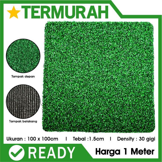 ORIGINAL KAET RUMPUT SINTETIS UKURAN 1X1 METER PREMIUM TEBAL 1.5 CM rumput hijau tua teras rumah