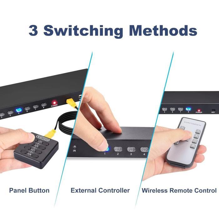 KVM Switch & USB 8 Port Sharing PC Laptop Monitor Keyboard Mouse