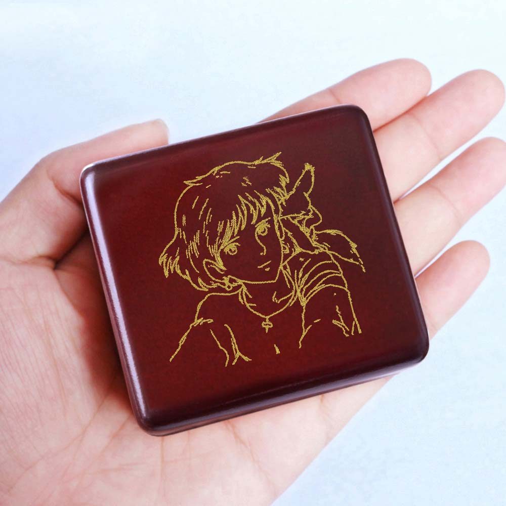 Rosiking Wooden handmade wine red clockwork music box (Nausica of the Valley of the Wind) for