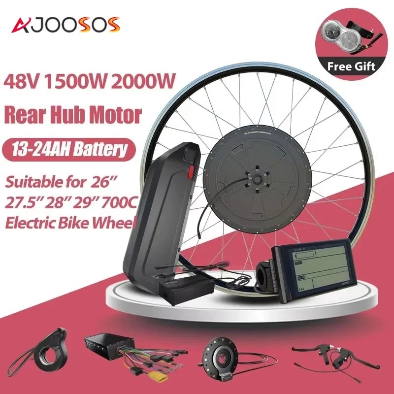 Electric Bike Conversion Kit 48V 2000W 1500W Hub Motor Rear Fork 135mm 26''27.5''29''700C Electric