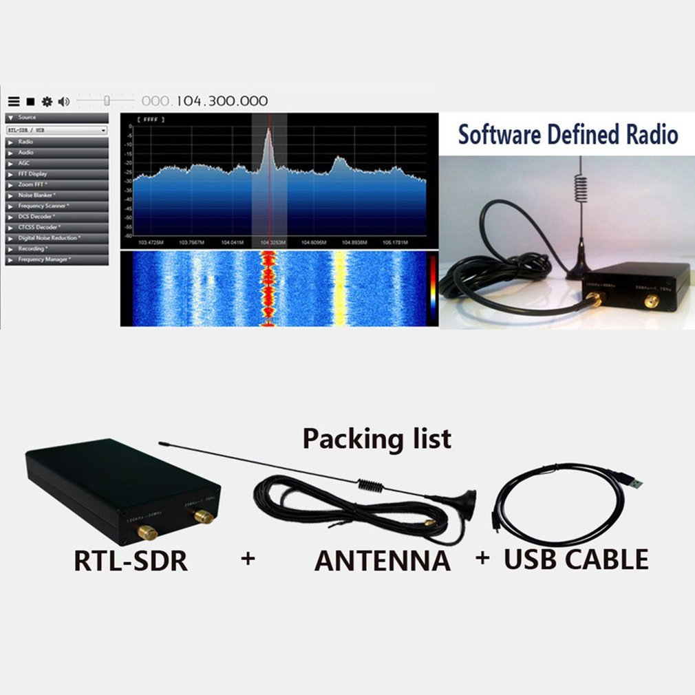 RTL-SDR RTL2832U+R820T2 Radio Receiver 100KHz-1.7GHz Full Band UV RTL-SDR USB Tuner Receiver
