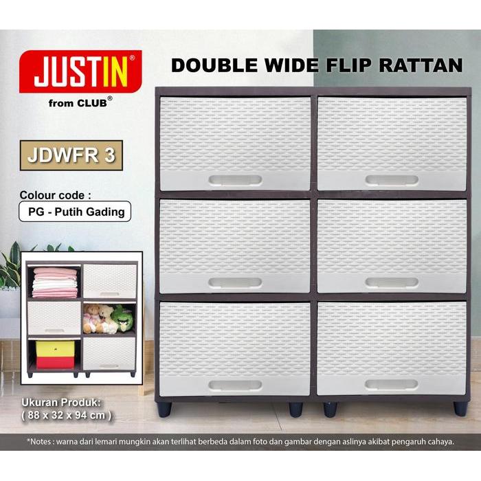 CLUB Justin Double Wide - Lemari Pakaian Plastik - Kabinet Plastik Susun - Lemari Rak TV Plastik