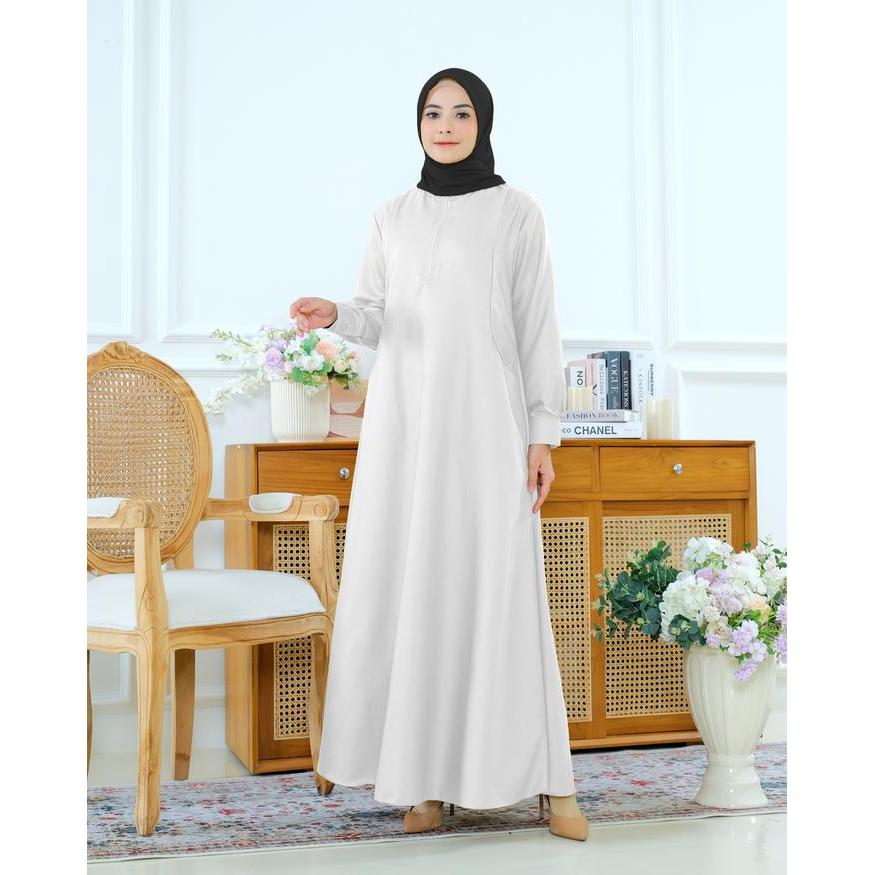 cnm Gamis Polos Warna putih Toyobo Fodu Ishana Series Katun Muslim Panjang Wanita Dewasa Hitam Syari
