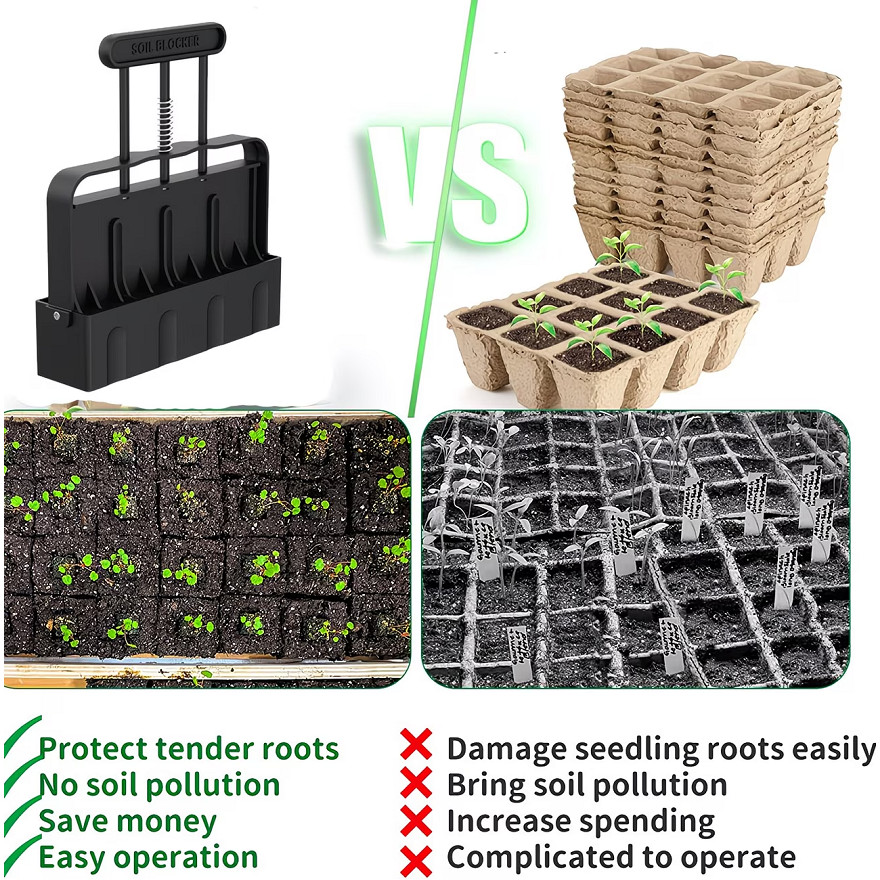 Handheld Soil Block Maker Manual Soil Clod Maker Gardening And Landscaping Seeding Tool Root Soil