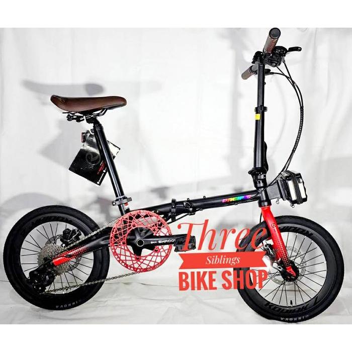 Hot Sale Sepeda Lipat Pacific Kodiak L 16 Inch Black Red , Alloy, 9 Speed