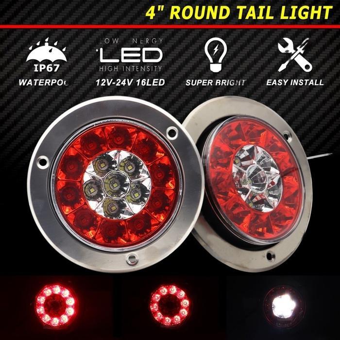 LAMPU STOP LED STOP BELAKANG BULAT MERAH KUNING TRUK BUS VARIASI 24V