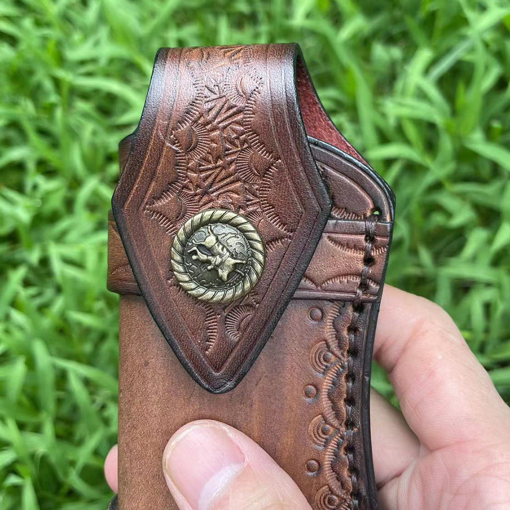 Large Size First Layer Cowhide Scabbard Folding Knife Sleeve Holder Scabbard Universal Knife Cover