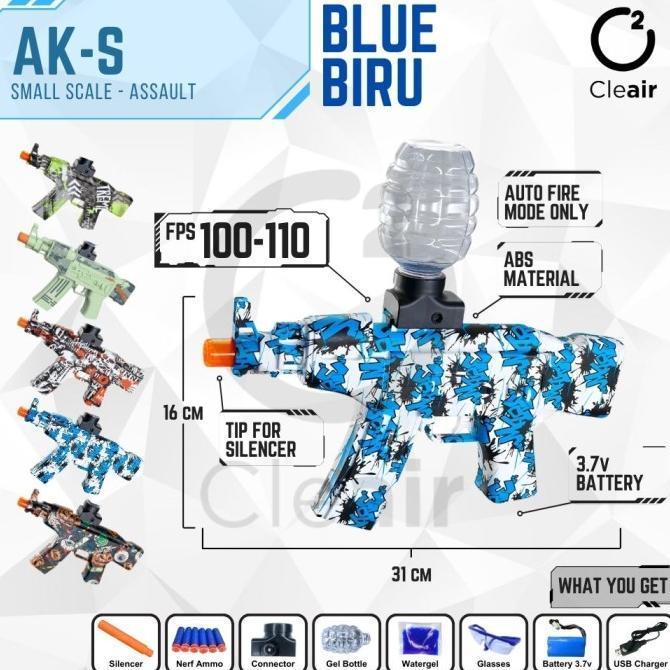 CleAir O2 - Mainan Anak-anak Gel Blaster Aman Olahraga Luar Ruangan - AKS BLUE