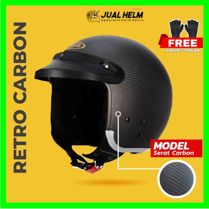Promo New Helm Bogo Retro Injak Carbon Black Doff - Jualhelm