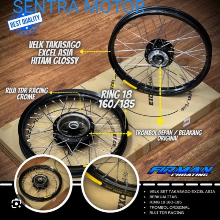 Velg takasago excel Asia RX KING ring 18 satu paket tromol originel jari2 TDR depan 160 belakang 185
