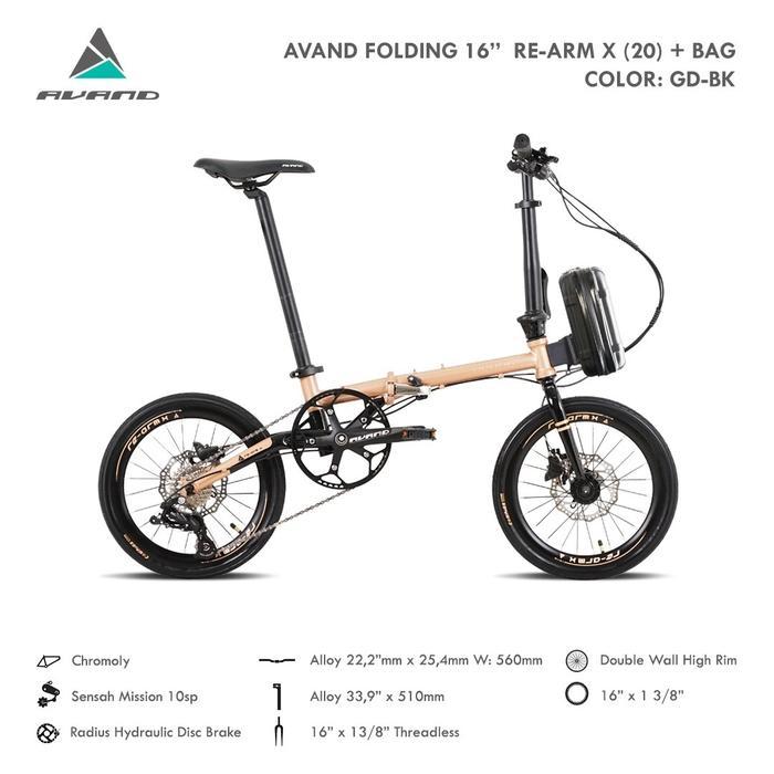 Sepeda Lipat Avand Re Arm X - GoldBlack