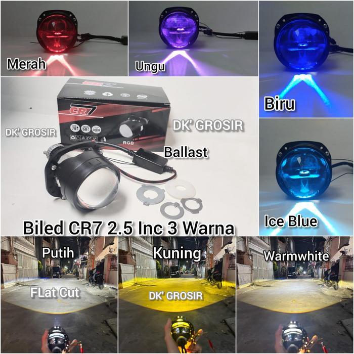 Biled All Weather Projector Biled Cr7 2.5 Inc 3 Colour / 3 Warna Jauh Dekat Plus Devil Waterproof