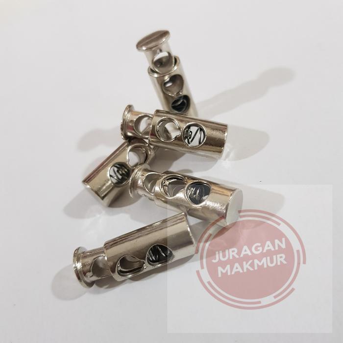 [100pcs] Stopper Botol Nikel Silver 2,5cm - Stopper Tali 2 Lubang Silver Nikel - Stopper Tabung