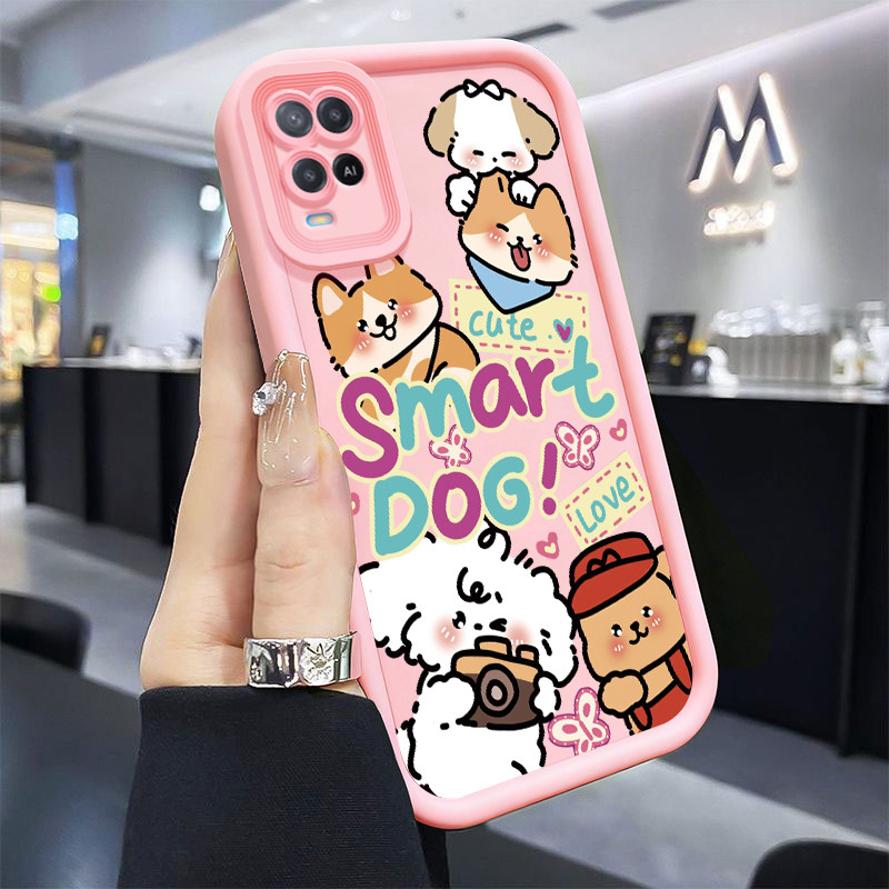 Casing Hp untuk OPPO A54 Case Kamera anak anjing Kasing silikon Cesing Bagus Selfie Kesing Softcase