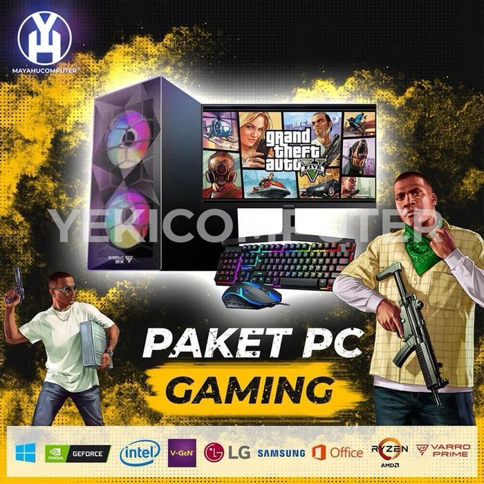 Pc Gaming & Editing Rakitan Siap Live Streaming Fullset Monitor 24 Inch