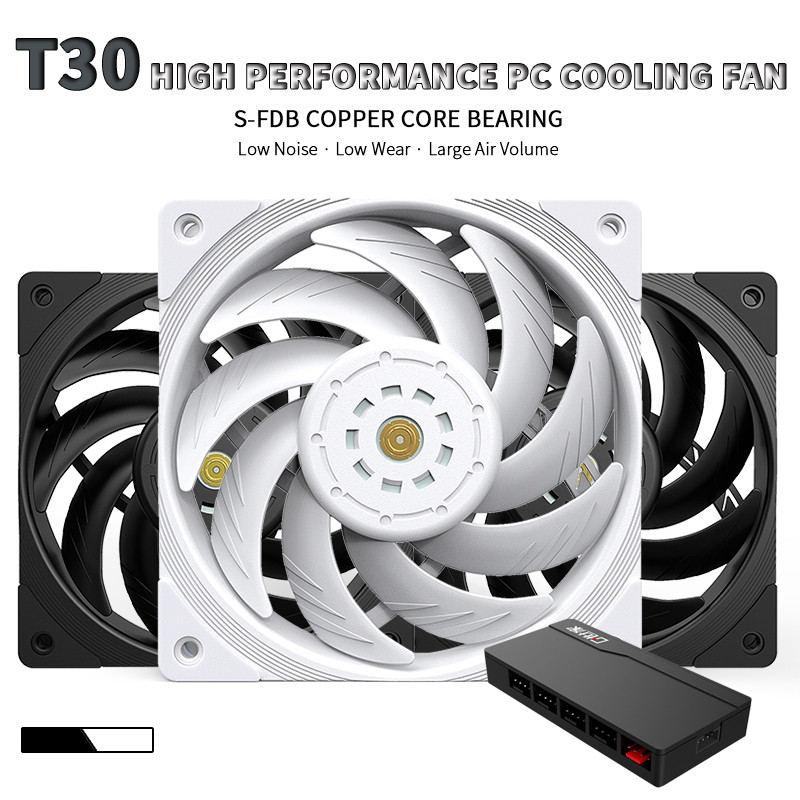 T30 Kinerja Tinggi S-FDB 12V 4PIN PWM 2150RPM Tenang 12Cm Kipas Pendingin untuk Casing Komputer