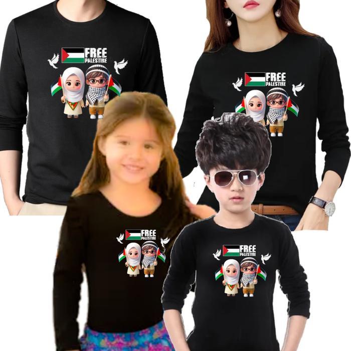 Baju Kaos Couple Family Save Palestina Lengan Panjang Anak & Dewasa