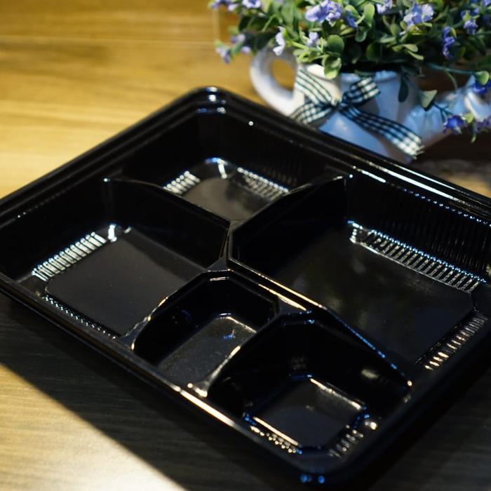 Bento sekat 5 hitam/mika bento sekat 5/tray bento/box bento
