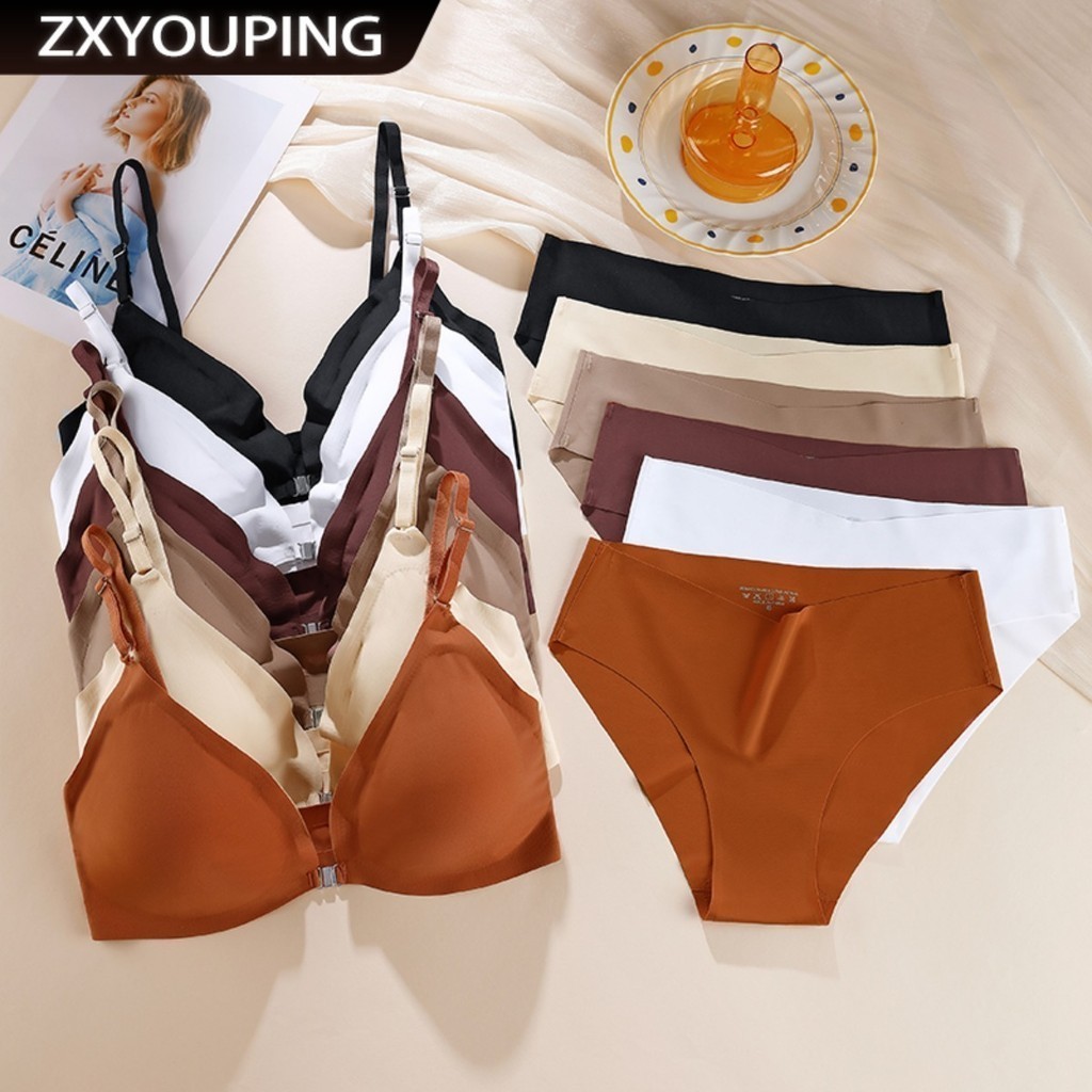 Zxg Ice Silk Seamless Bra And Panty Set, Beautiful Back Push-Up BraComfortable No Steel Rims
