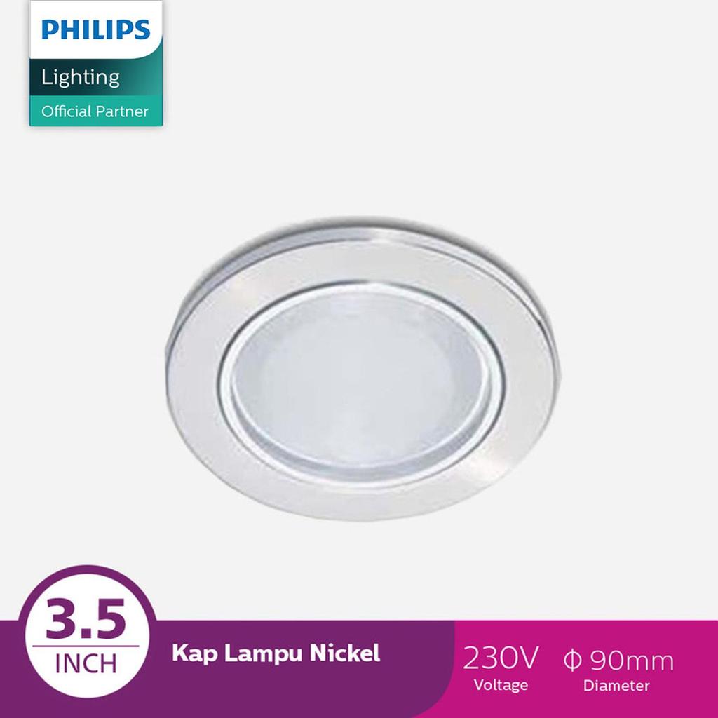 Philips Lampu Kap Rumah Downlight Glass Recessed NICKEL 13803 1X11W 230V - Nickel