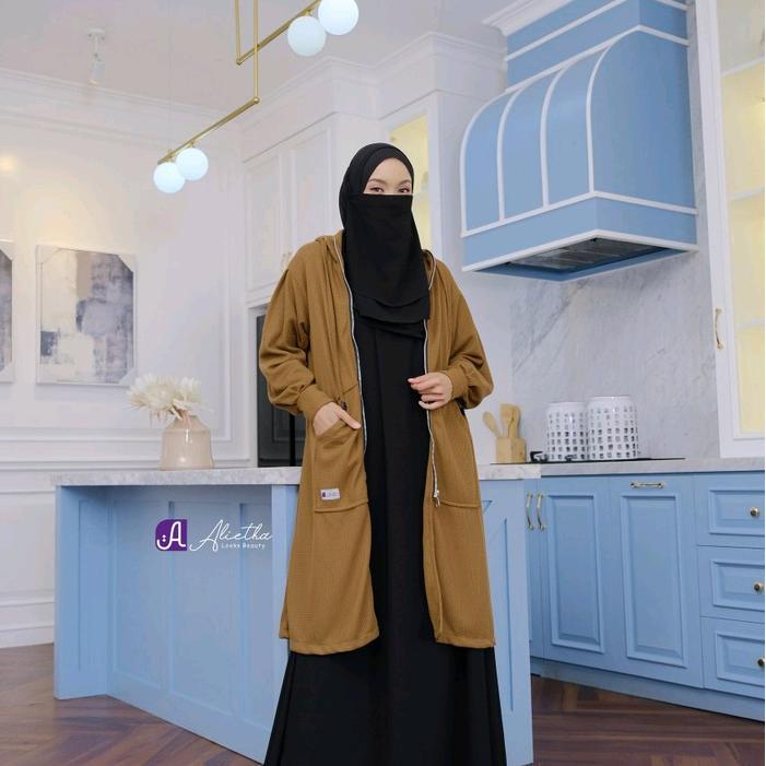 Fathiyah Outer Alietha Jaket Fathiyah Alietha Fathiah Outer Jacket Muslimah Wanita Pasti Ori