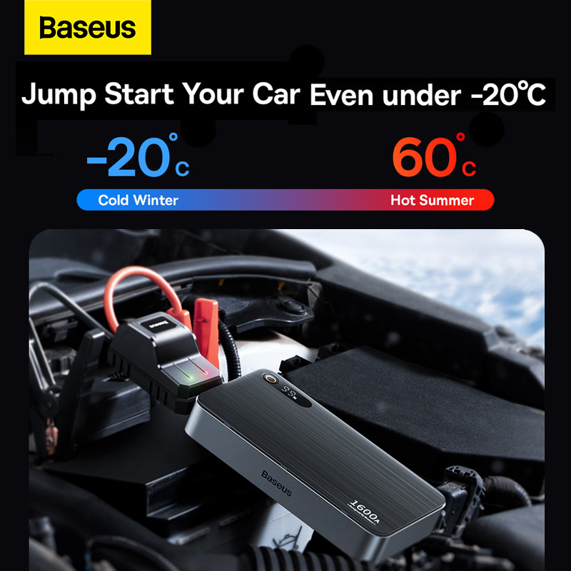 Baseus 1600A Car Jump Starter Power Bank 16000mAh 12V Starting Device Powerful Portable Charger PD