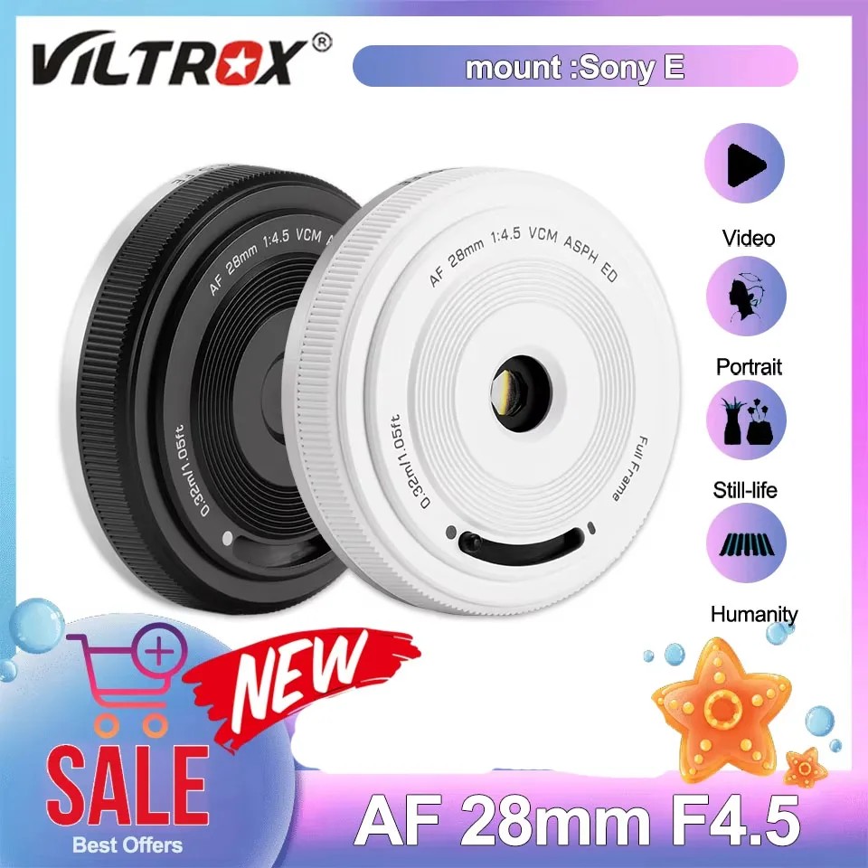 In stock Viltrox 28mm f4.5 Full Frame AutoFocus Lens for Sony FE-Mount Pancake Lens Fuji XF Fujifilm
