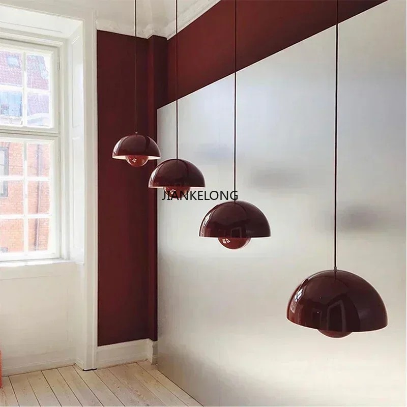 Denmark Designer Semicircular Flower Bud Pendant Lamp for Kitchen Living Island Iron Indoor Home