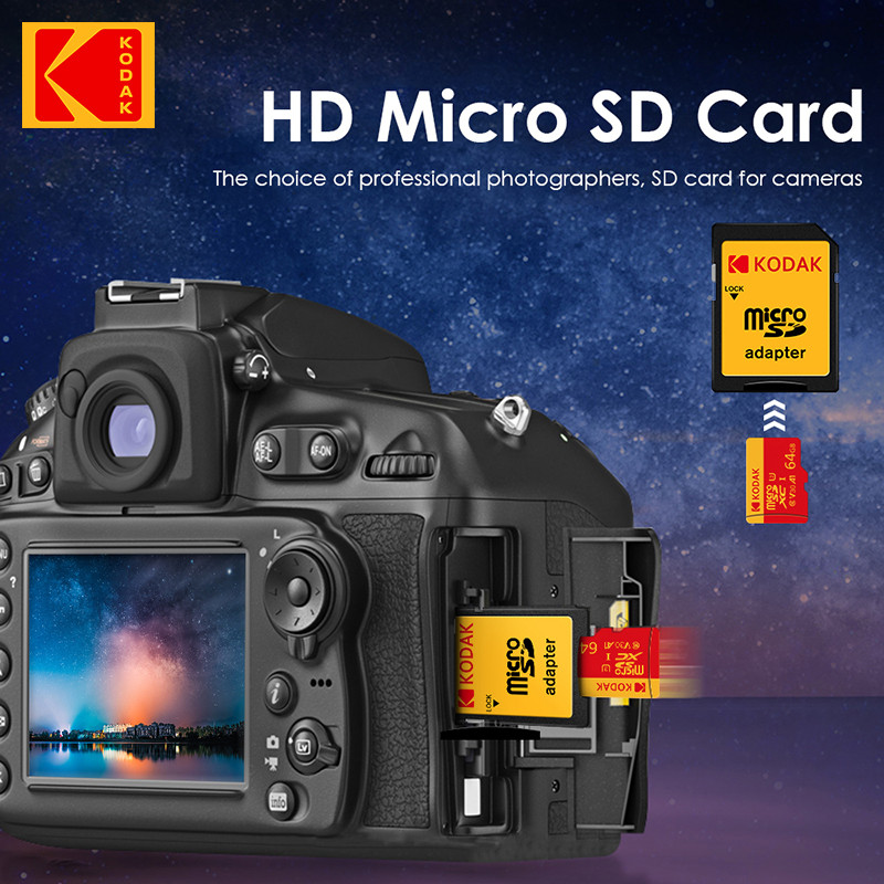 Original KODAK 32GB 64GB 128GB 256GB Memory Card 64GB U3 4K Micro TF SD Card 64G SDHC Mini microsd