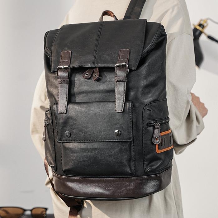 Visval Top - ] Leather Concept Phantom Backpack Cowok Tas Ransel Kulit