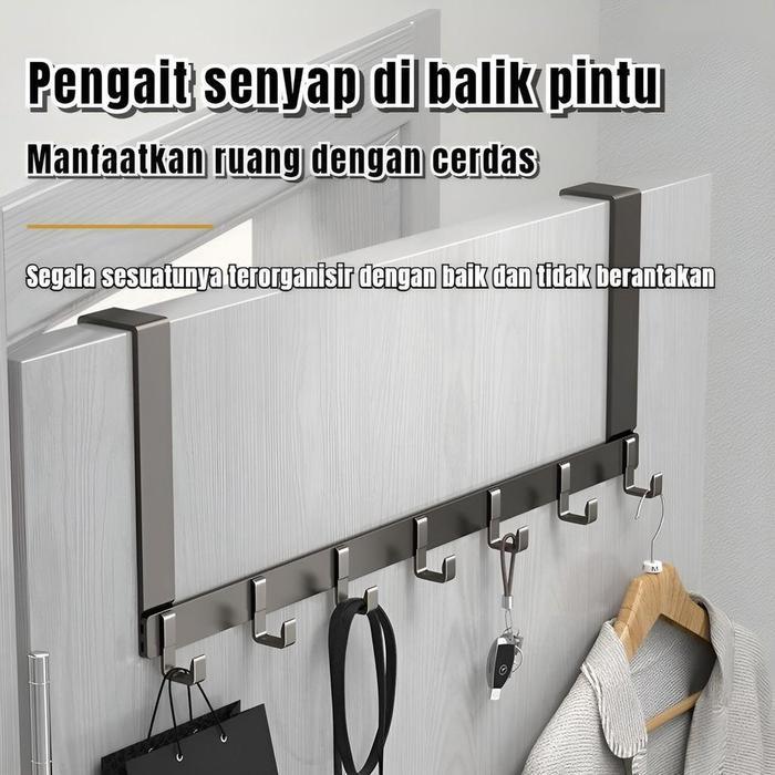 Gantungan Baju Pintu Kamar Tidur Gantungan Aluminium Dapat Disesuaikan Gantungan Rak Dinding Kamar