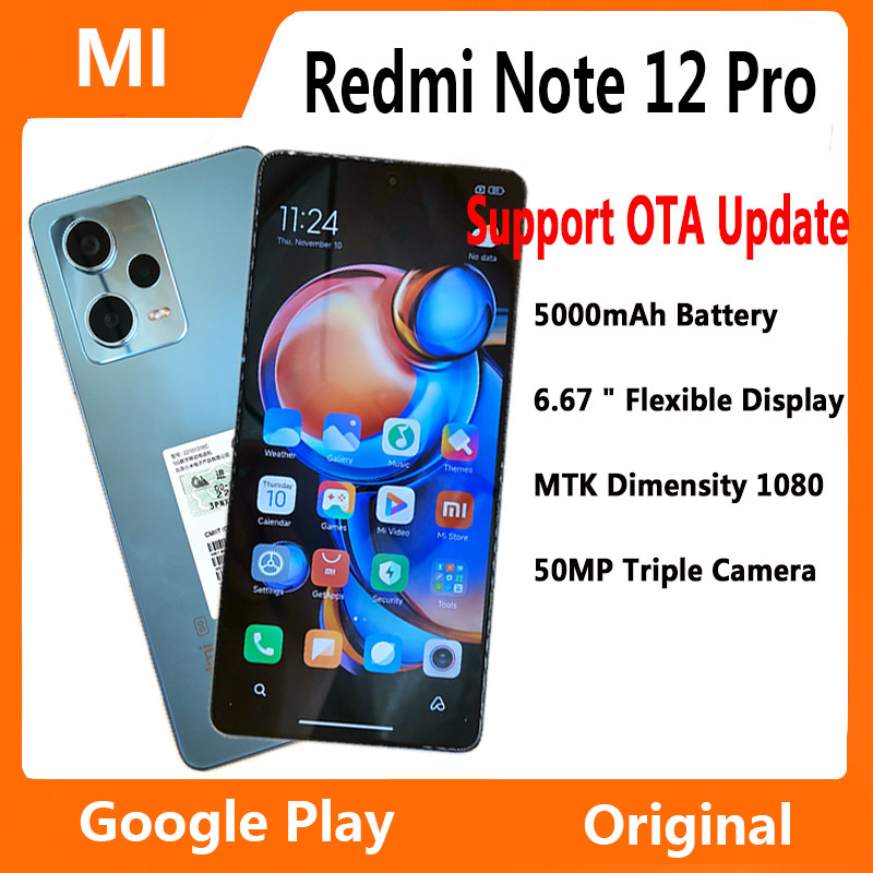 Note 12 Pro 5G Smartphone 5000mAh Battery MTK Dimensity 1080 Octa Core 67W Fast Charge 50MP Camera