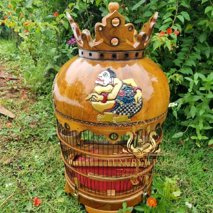 Sangkar burung perkutut jati ukir semar