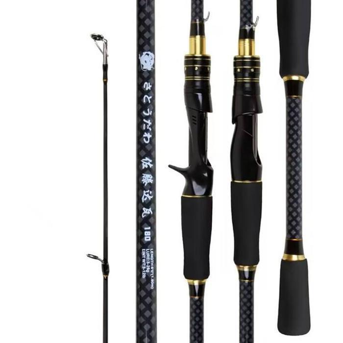 Joran Pancing Hitam180-210cm Joran Sambung 2 Carbon Joran spinning, BC