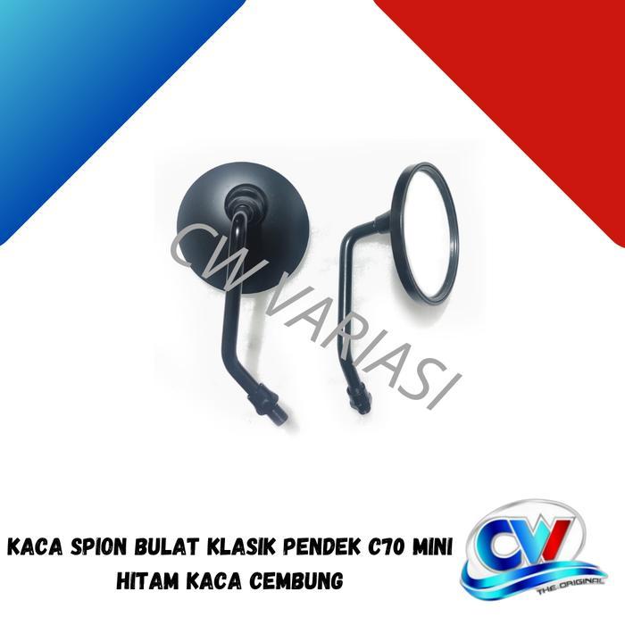 Premium Kaca Spion Bulat Klakis Pendek C70 Mini Hitam Kaca Cembung Honda Original