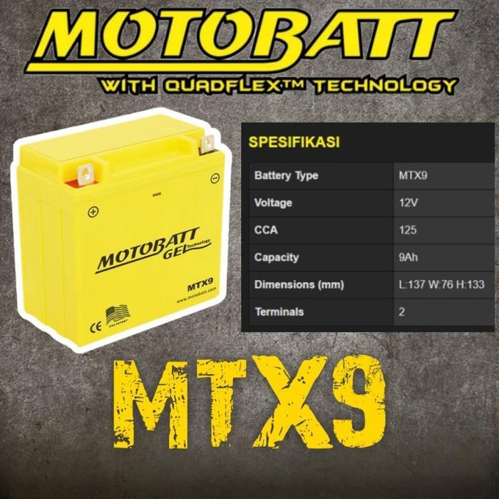 Accu Aki Motobatt Gel Mtx9 Motor Thunder 125 250 Original