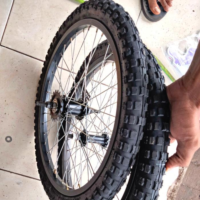 Meroca Bike - Velg Wheelset Sepeda Rem Torpedo Depan Belakang Ukuran 20 In Lengkap Dengan Ban