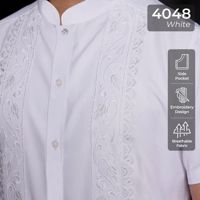 Casella Baju Koko Pria Lengan Pendek Baju Koko Putih Bordir Ibrahim Pasti Ori