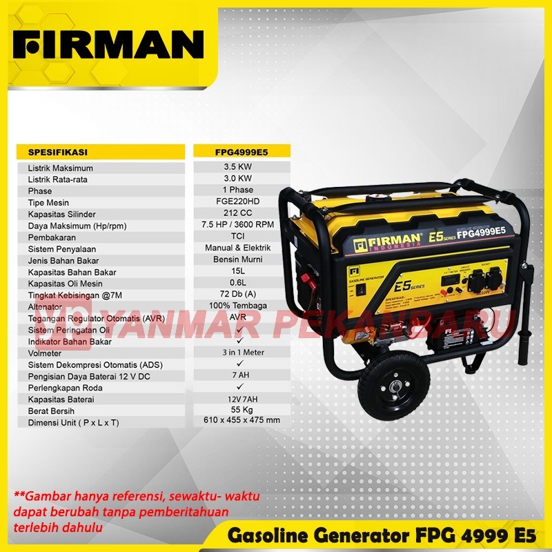 Genset FIRMAN 3500WATT FPG 4999 E5 100% TEMBAGA