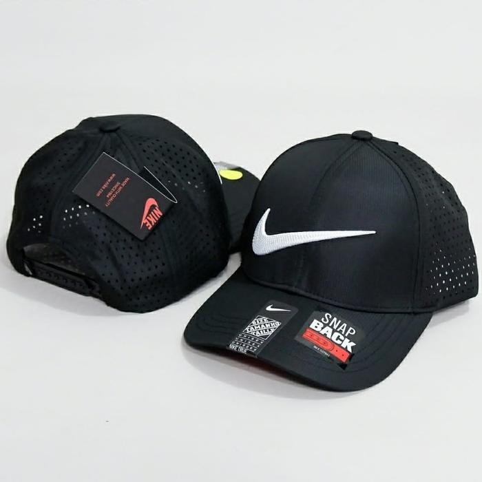 Jaitan Timbul Just Do It Logo  Topi Sb Snap Back Edition Nike Air Cap Sporty Casual Black White