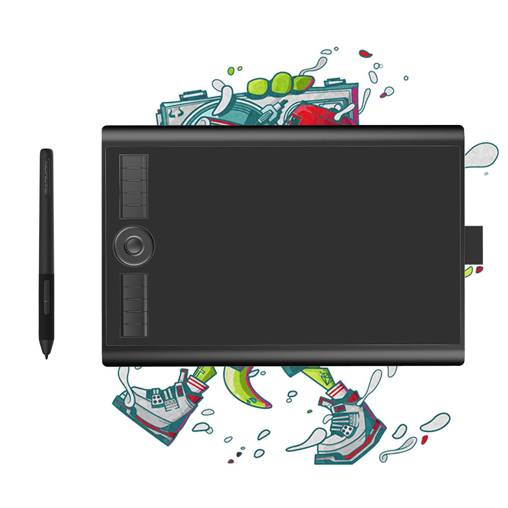 Gaomon M10K Pro Tilt&Radial Graphics Tablet 10X6.25'' Large Pen Drawing Tablet 10 Cut Keys Work With
