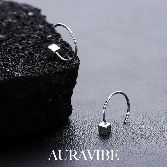 AURAVIBE-Anting pria berbentuk kotak, desain unik dan kecil, anting, gaya tren, ear cuff pria