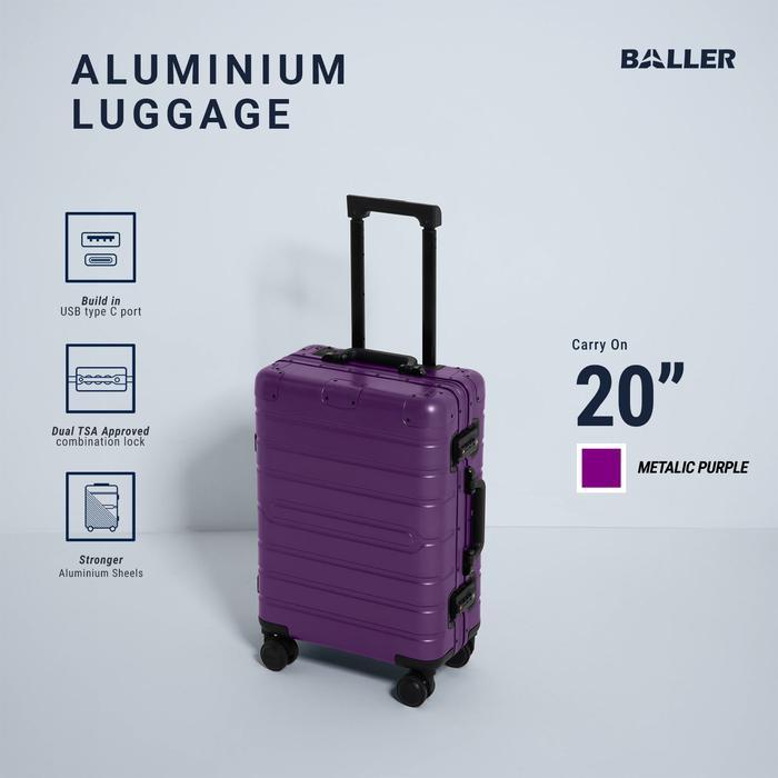ORIGINAL BER Koper Aluminium Carry On 20 inch Metic Pule - Koper Kabin Kecil Travelling TSA Lock